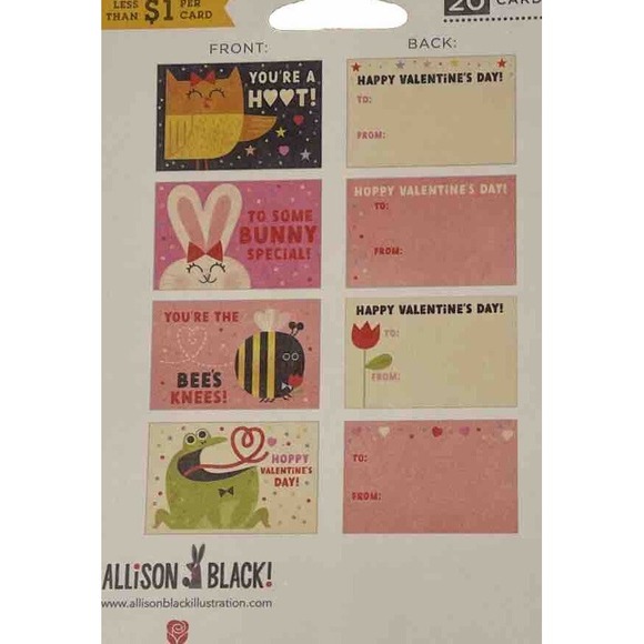 American Greetings Mini Notes Valentine's Allison Black Illustration Owl Bunny - Picture 2 of 2